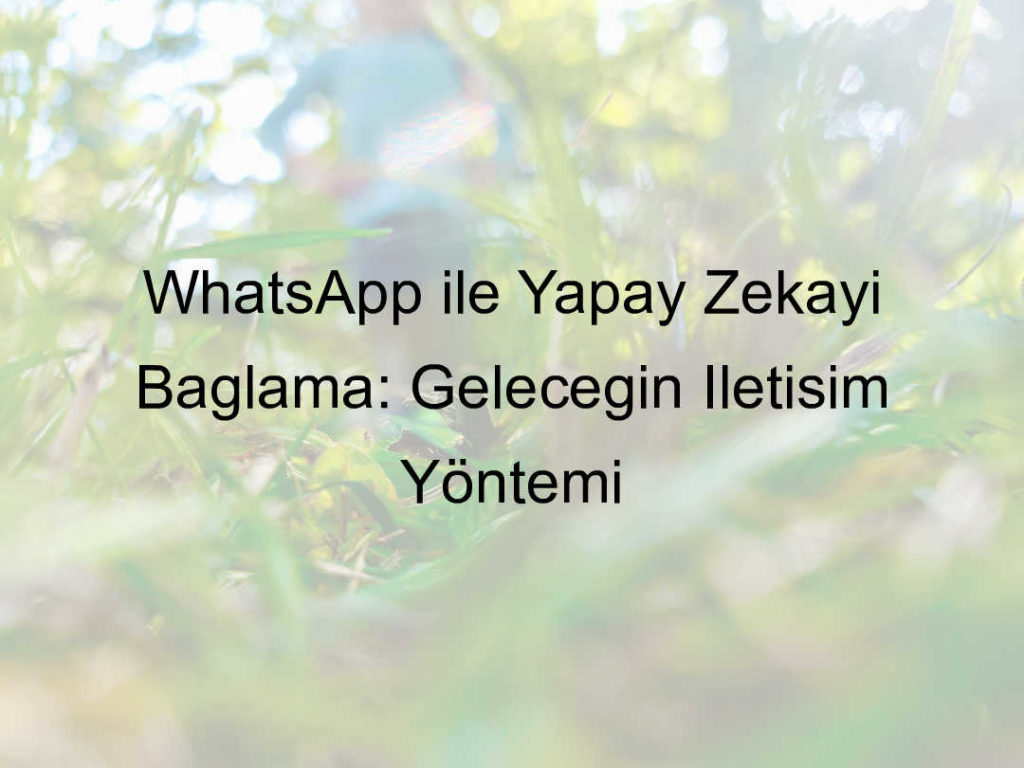 whatsapp'a yapa zeka bağlama